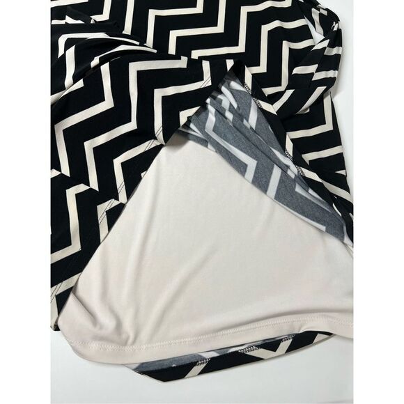 RALPH LAUREN BLACK & WHITE CHEVRON PRINT DRESS W/TIE All-Season Size 16 - Picture 8 of 12